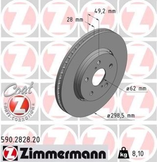 Передний Toyota C-HR (_X1_) 2016- (298,5x28) ZIMMERMANN 590282820