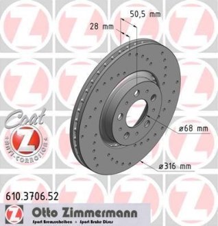 Диск гальмівний ZIMMERMANN 610370652